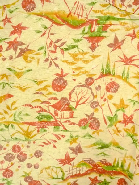 Photo3: O0312L Vintage Japanese kimono Pale Light Yellow KOMON dyed for women / Silk. UME plum bloom,   (Grade B) (3)