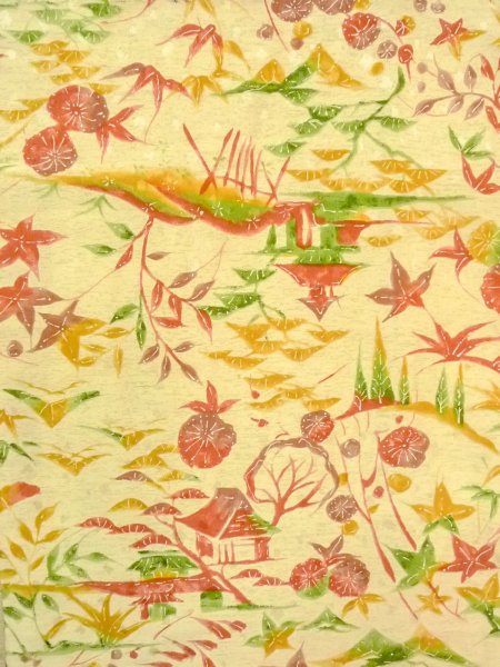 Photo4: O0312L Vintage Japanese kimono Pale Light Yellow KOMON dyed for women / Silk. UME plum bloom,   (Grade B) (4)