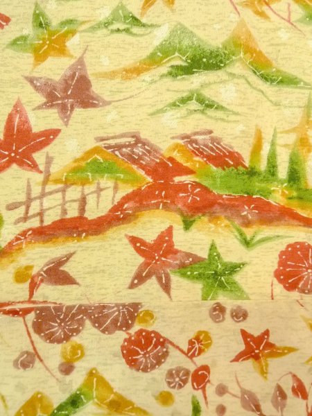 Photo6: O0312L Vintage Japanese kimono Pale Light Yellow KOMON dyed for women / Silk. UME plum bloom,   (Grade B) (6)