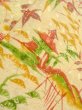 Photo9: O0312L Vintage Japanese kimono Pale Light Yellow KOMON dyed for women / Silk. UME plum bloom,   (Grade B) (9)