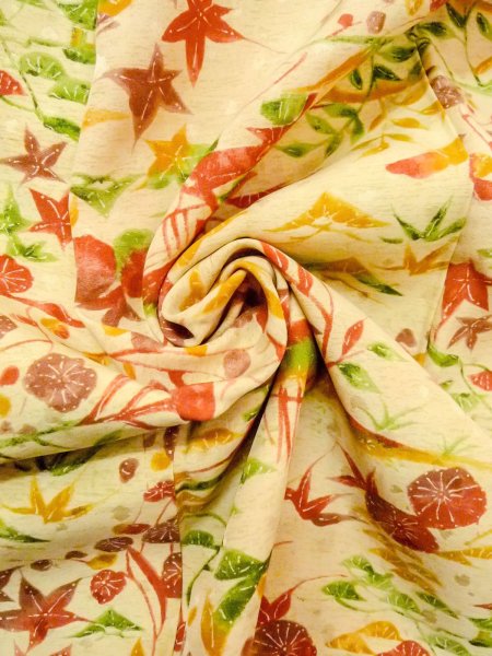 Photo11: O0312L Vintage Japanese kimono Pale Light Yellow KOMON dyed for women / Silk. UME plum bloom,   (Grade B) (11)