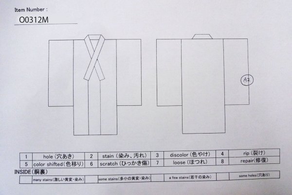 Photo12: O0312M Used Japanese kimono  Pale Gray YUUKI-TSUMUGI for men / Silk. Tortoise-shell pattern(Hexagonal pattern) 100 Tortoise-shell pattern(Hexagonal pattern)  (Grade B) (12)