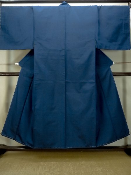 Photo1: Mint O0312O Used Japanese kimono  Dark Navy Blue Men's Kimono for men / Silk.    (Grade A) (1)