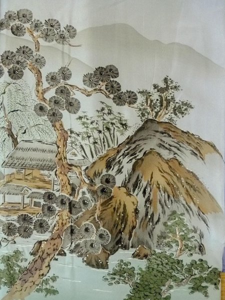 Photo5: Mint O0312P Used Japanese kimono  Dark Navy Blue Men's Haori for men / Silk.    (Grade A) (5)