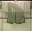 Photo3: O0312R Used Japanese kimono   Gray OSHIMA-TSUMUGI for men / Silk. Tortoise-shell pattern(Hexagonal pattern)   (Grade B) (3)