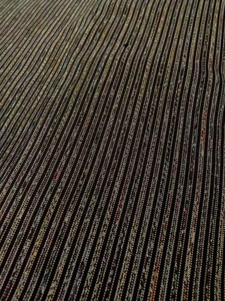 Photo8: O0312S Used Japanese kimono   Black OSHIMA-TSUMUGI for men / Silk. Stripes   (Grade B) (8)