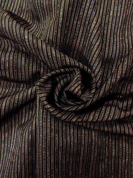 Photo12: O0312S Used Japanese kimono   Black OSHIMA-TSUMUGI for men / Silk. Stripes   (Grade B) (12)