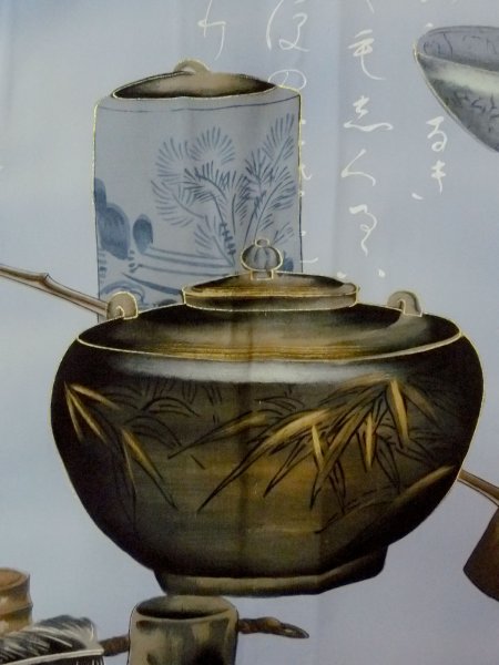 Photo6: Mint O0312T Used Japanese kimono   Black OSHIMA-TSUMUGI for men / Silk. Stripes   (Grade A) (6)