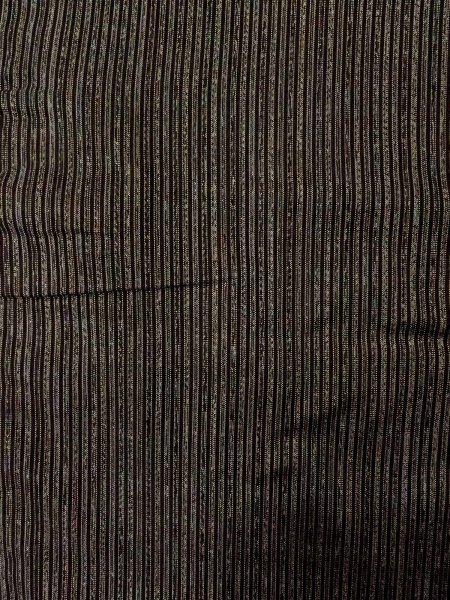 Photo12: Mint O0312T Used Japanese kimono   Black OSHIMA-TSUMUGI for men / Silk. Stripes   (Grade A) (12)