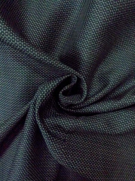 Photo12: O0312U Used Japanese kimono  Dark Indigo Blue Men's Kimono for men / Silk. Tortoise-shell pattern(Hexagonal pattern)   (Grade B) (12)