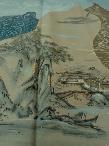 Photo10: O0312V Used Japanese kimono  Dark Indigo Blue Men's Haori for men / Silk. Tortoise-shell pattern(Hexagonal pattern)   (Grade C) (10)