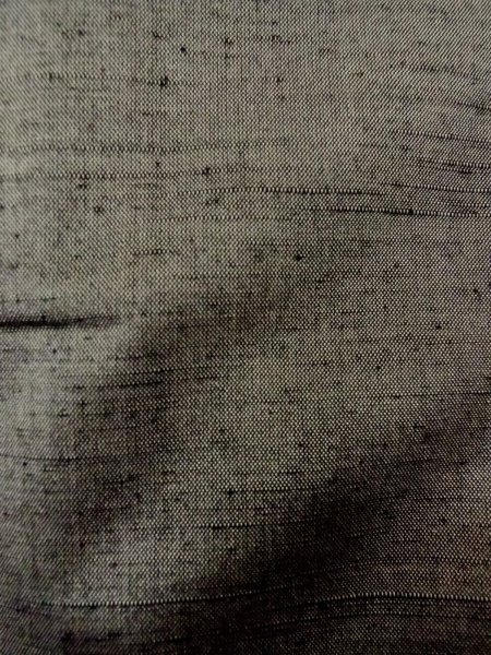 Photo5: Mint O0312W Used Japanese kimono  Light Gray YUUKI-TSUMUGI for men / Silk.    (Grade A) (5)
