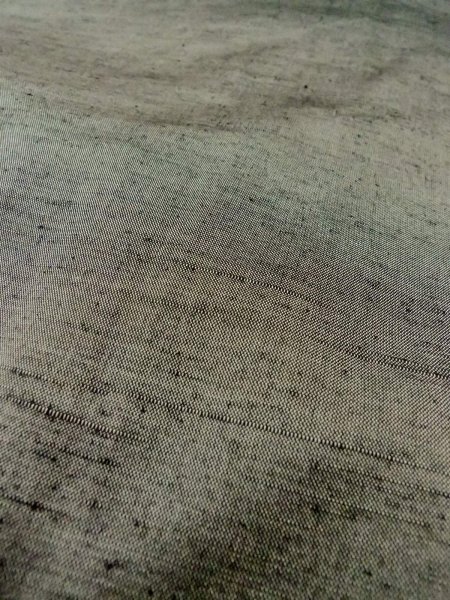 Photo6: Mint O0312W Used Japanese kimono  Light Gray YUUKI-TSUMUGI for men / Silk.    (Grade A) (6)