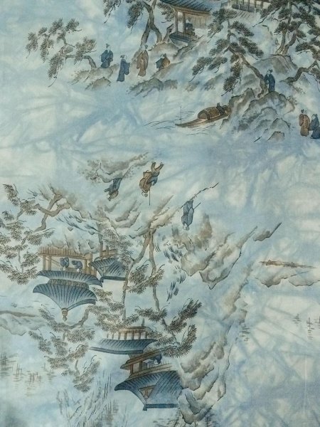 Photo5: Mint O0312X Used Japanese kimono  Light Gray YUUKI-TSUMUGI for men / Silk.    (Grade A) (5)