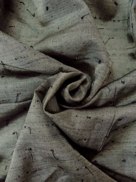 Photo21: Mint O0312X Used Japanese kimono  Light Gray YUUKI-TSUMUGI for men / Silk.    (Grade A) (21)