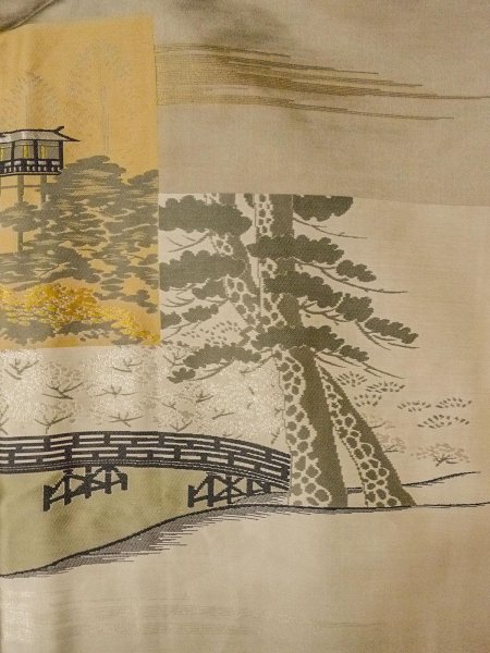 Photo5: O0313B Used Japanese kimono   Navy Blue OSHIMA-TSUMUGI for men / Silk. Tortoise-shell pattern(Hexagonal pattern)   (Grade B) (5)