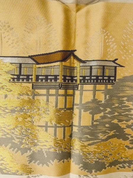 Photo7: O0313B Used Japanese kimono   Navy Blue OSHIMA-TSUMUGI for men / Silk. Tortoise-shell pattern(Hexagonal pattern)   (Grade B) (7)