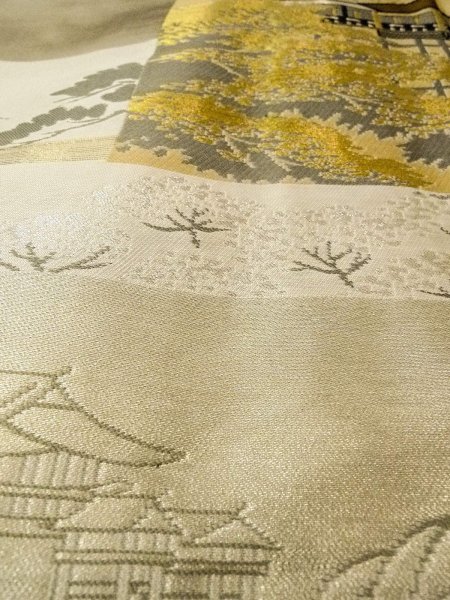 Photo10: O0313B Used Japanese kimono   Navy Blue OSHIMA-TSUMUGI for men / Silk. Tortoise-shell pattern(Hexagonal pattern)   (Grade B) (10)