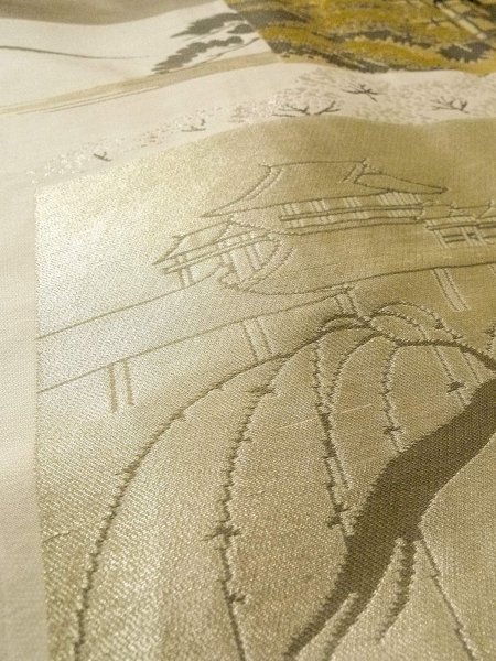 Photo11: O0313B Used Japanese kimono   Navy Blue OSHIMA-TSUMUGI for men / Silk. Tortoise-shell pattern(Hexagonal pattern)   (Grade B) (11)