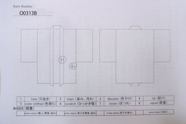 Photo18: O0313B Used Japanese kimono   Navy Blue OSHIMA-TSUMUGI for men / Silk. Tortoise-shell pattern(Hexagonal pattern)   (Grade B) (18)