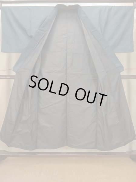 Photo2: O0313C Used Japanese kimono  Dark Navy Blue Men's Kimono for men / Silk.    (Grade A) (2)