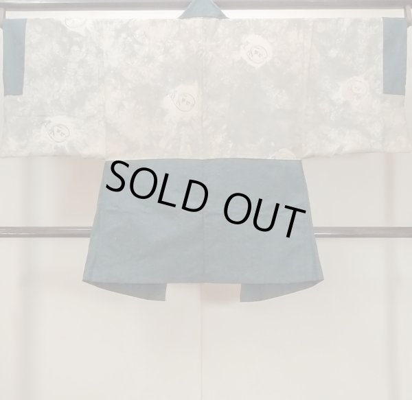 Photo3: Mint O0313D Used Japanese kimono  Dark Navy Blue Men's Haori for men / Silk.    (Grade A) (3)