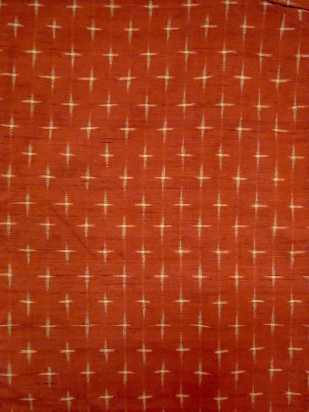 Photo3: Mint O0328A Vintage Japanese kimono  Vivid Vermilion TSUMUGI pongee for women / Silk. Cross   (Grade A) (3)