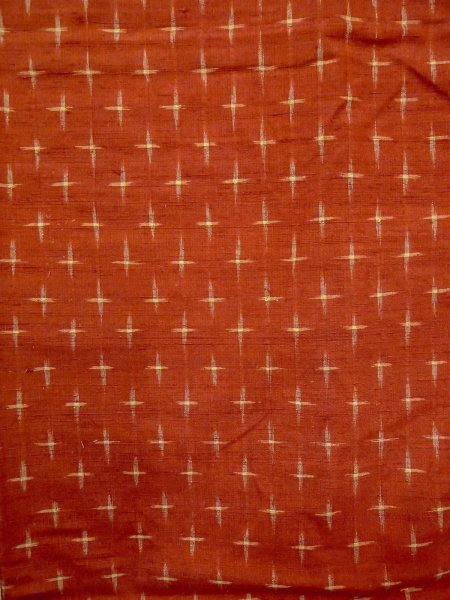 Photo4: Mint O0328A Vintage Japanese kimono  Vivid Vermilion TSUMUGI pongee for women / Silk. Cross   (Grade A) (4)