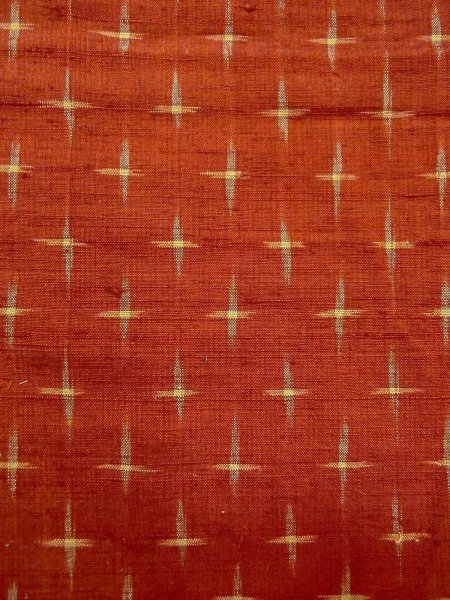 Photo5: Mint O0328A Vintage Japanese kimono  Vivid Vermilion TSUMUGI pongee for women / Silk. Cross   (Grade A) (5)