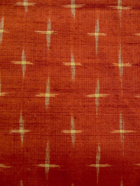 Photo6: Mint O0328A Vintage Japanese kimono  Vivid Vermilion TSUMUGI pongee for women / Silk. Cross   (Grade A) (6)