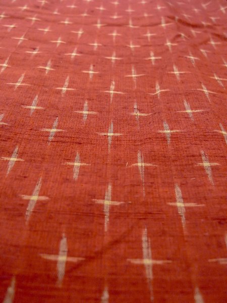 Photo8: Mint O0328A Vintage Japanese kimono  Vivid Vermilion TSUMUGI pongee for women / Silk. Cross   (Grade A) (8)