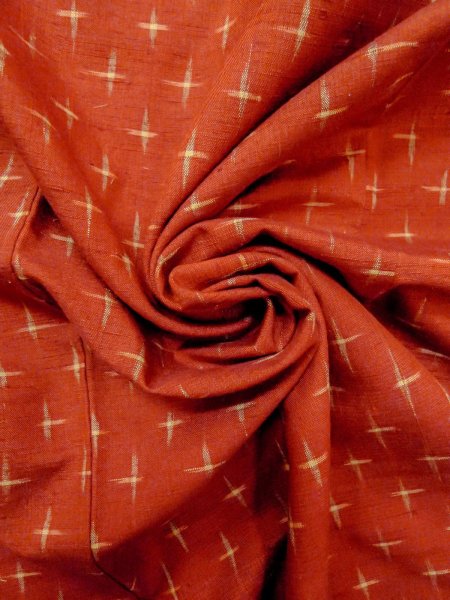 Photo10: Mint O0328A Vintage Japanese kimono  Vivid Vermilion TSUMUGI pongee for women / Silk. Cross   (Grade A) (10)