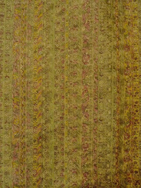 Photo3: O0328B Vintage Japanese kimono  Grayish Green TSUMUGI pongee for women / Silk. Chinese flower,   (Grade B) (3)