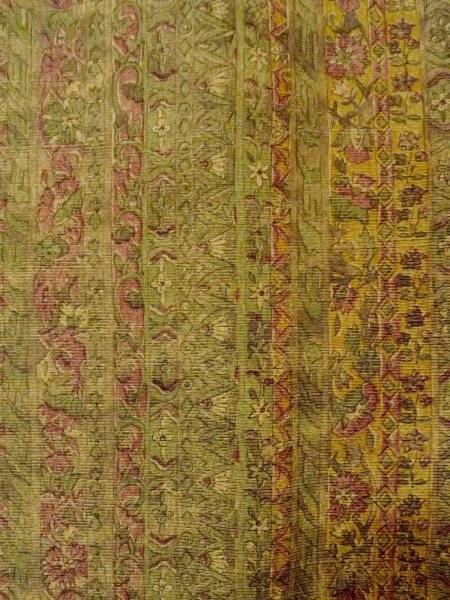 Photo5: O0328B Vintage Japanese kimono  Grayish Green TSUMUGI pongee for women / Silk. Chinese flower,   (Grade B) (5)