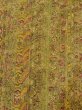 Photo6: O0328B Vintage Japanese kimono  Grayish Green TSUMUGI pongee for women / Silk. Chinese flower,   (Grade B) (6)