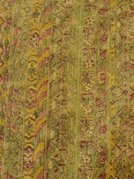 Photo6: O0328B Vintage Japanese kimono  Grayish Green TSUMUGI pongee for women / Silk. Chinese flower,   (Grade B) (6)