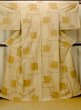 Photo1: O0328C Vintage Japanese kimono   Beige TSUMUGI pongee for women / Silk. Quadrangle,   (Grade B) (1)
