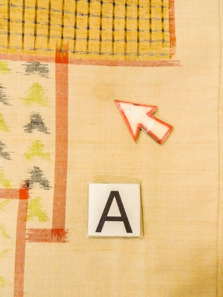 Photo14: O0328C Vintage Japanese kimono   Beige TSUMUGI pongee for women / Silk. Quadrangle,   (Grade B) (14)