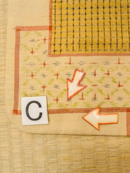 Photo16: O0328C Vintage Japanese kimono   Beige TSUMUGI pongee for women / Silk. Quadrangle,   (Grade B) (16)