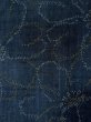 Photo7: O0328D Used Japanese kimono   Navy Blue TOKAMACHI-TSUMUGI for women / Silk. Chrysanthemum,   (Grade B) (7)