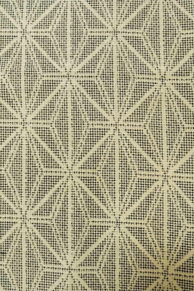 Photo4: O0328E Vintage Japanese kimono   Black TSUMUGI pongee for women / Silk. Hemp leaf   (Grade C) (4)