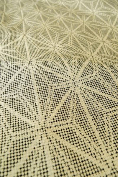 Photo8: O0328E Vintage Japanese kimono   Black TSUMUGI pongee for women / Silk. Hemp leaf   (Grade C) (8)