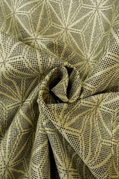 Photo9: O0328E Vintage Japanese kimono   Black TSUMUGI pongee for women / Silk. Hemp leaf   (Grade C) (9)