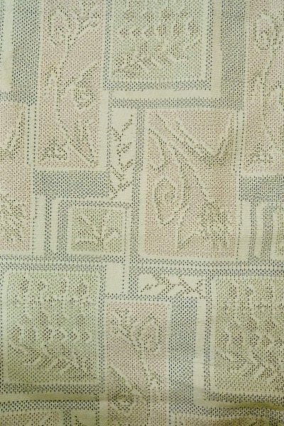 Photo3: O0328F Vintage Japanese kimono  Pale Light Blue TSUMUGI pongee for women / Silk. Flower,   (Grade D) (3)