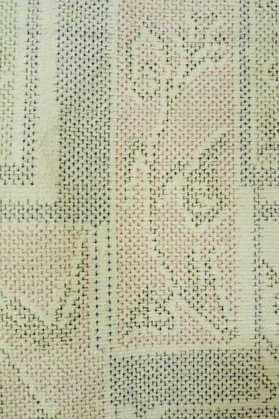 Photo5: O0328F Vintage Japanese kimono  Pale Light Blue TSUMUGI pongee for women / Silk. Flower,   (Grade D) (5)