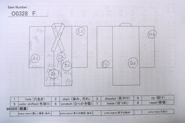 Photo12: O0328F Vintage Japanese kimono  Pale Light Blue TSUMUGI pongee for women / Silk. Flower,   (Grade D) (12)