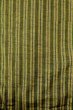 Photo3: Mint O0328G Vintage Japanese kimono  Grayish Yellowish Green TSUMUGI pongee for women / Silk. Stripes   (Grade A) (3)