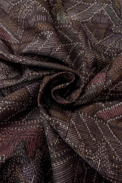 Photo12: O0328H Vintage Japanese kimono  Dark Multi Color ORI woven for women / Silk. House,   (Grade D) (12)