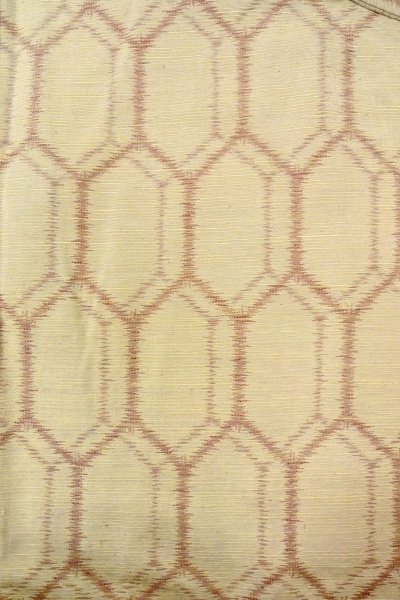 Photo3: O0328I Vintage Japanese kimono   Ivory TSUMUGI pongee for women / Silk. Tortoise-shell pattern(Hexagonal pattern)   (Grade B) (3)