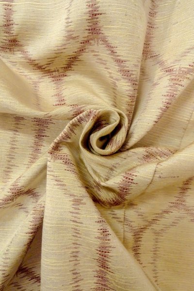Photo11: O0328I Vintage Japanese kimono   Ivory TSUMUGI pongee for women / Silk. Tortoise-shell pattern(Hexagonal pattern)   (Grade B) (11)